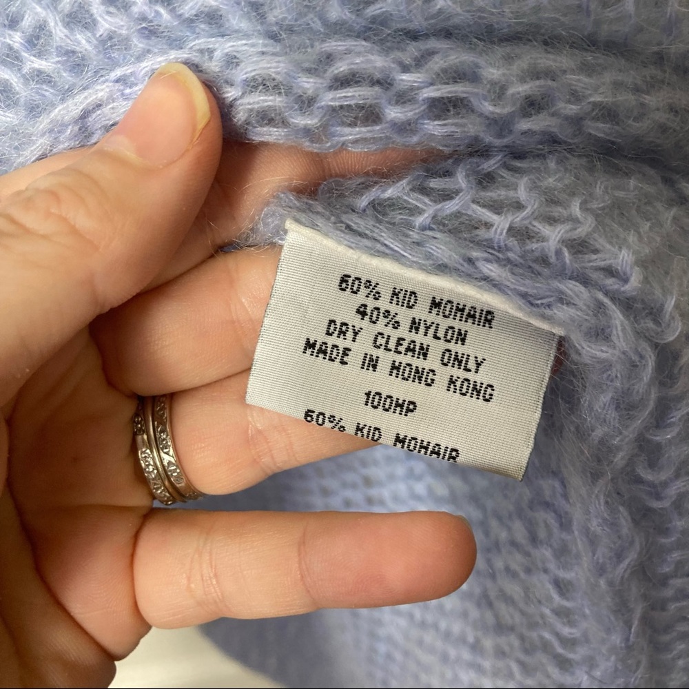 Eileen Fisher lilac periwinkle kid mohair open knit cowl sweater L - Picture 10 of 10
